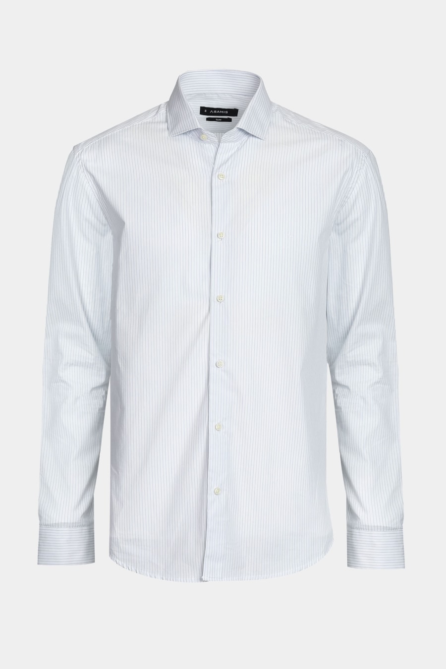 Camisa Slim Listra Clássica Branco Com Azul — foto 5 de 6