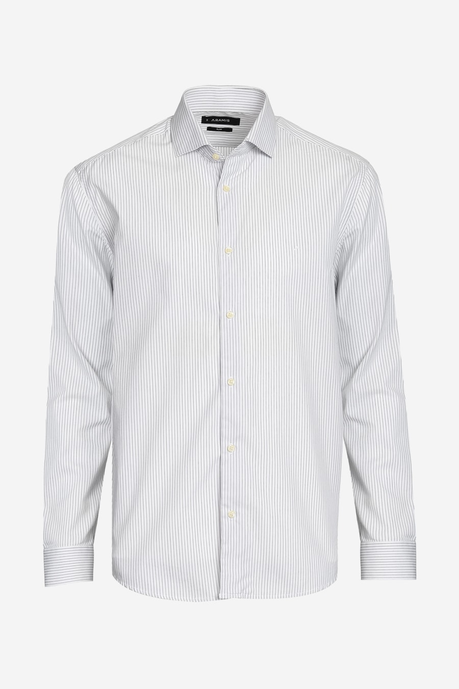Camisa Slim Listra Clássica Branco Com Preto — foto 6 de 6