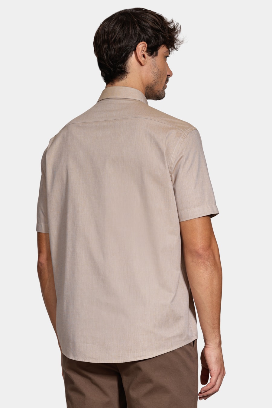 Camisa Slim Manga Curta Fil a Fil Antilia Amendoa — foto 4 de 6