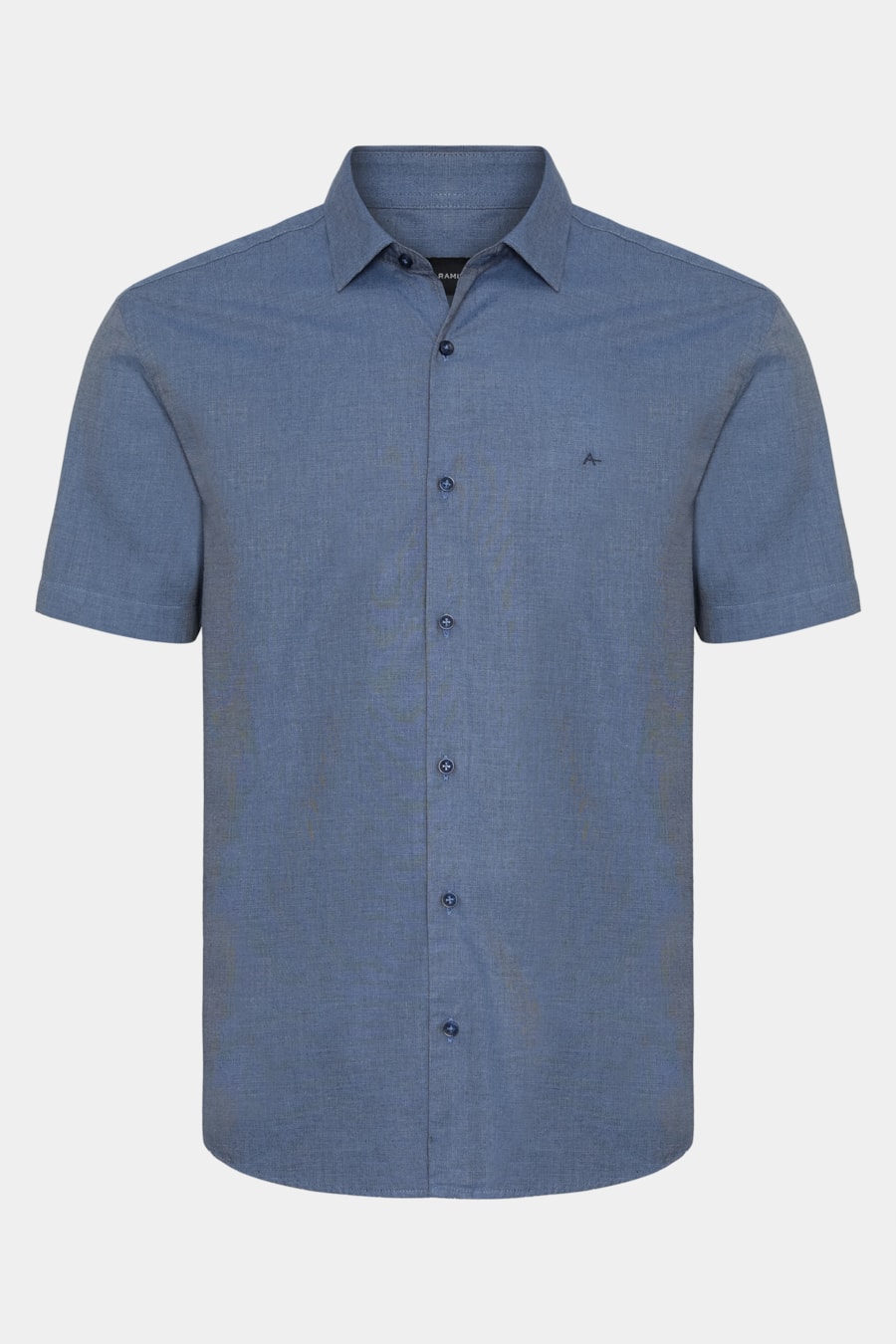 Camisa Slim Manga Curta Fil a Fil Antilia Azul Escuro — foto 5 de 6