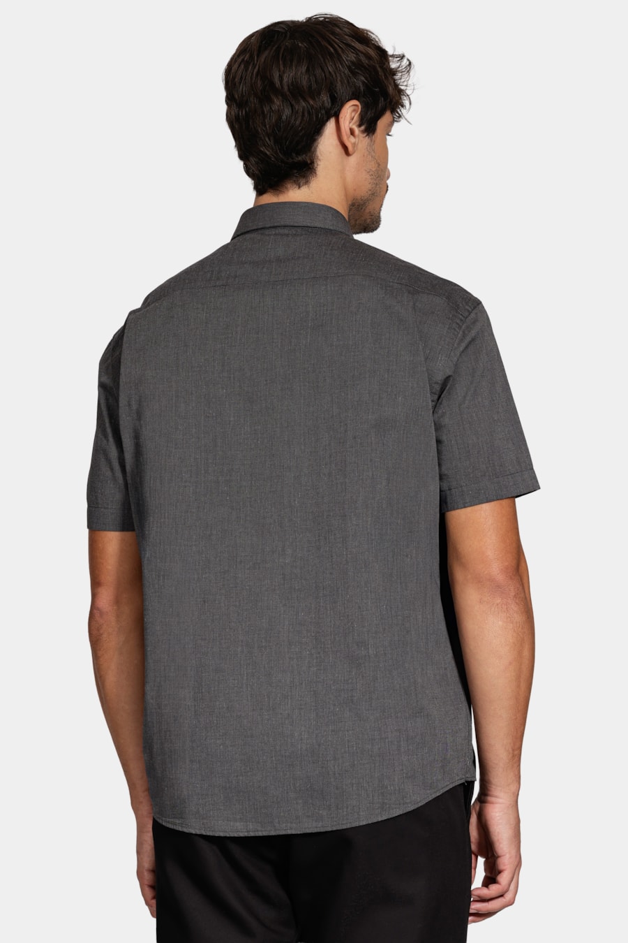 Camisa Slim Manga Curta Fil a Fil Antilia Preto — foto 4 de 6