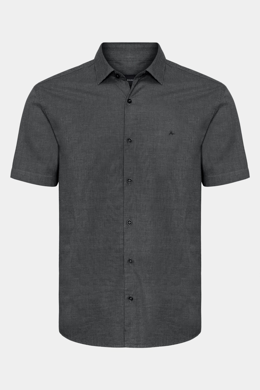 Camisa Slim Manga Curta Fil a Fil Antilia Preto — foto 5 de 6