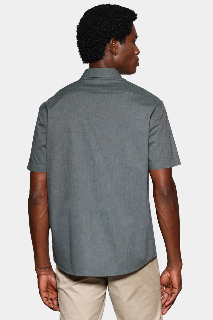 Camisa Slim Manga Curta Fil a Fil Antilia Verde Escuro — foto 4 de 6