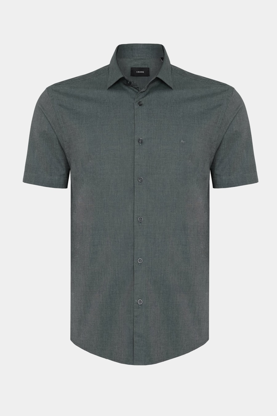 Camisa Slim Manga Curta Fil a Fil Antilia Verde Escuro — foto 5 de 6