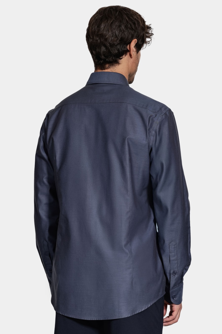 Camisa Slim Manga Longa Algodão Pima Marinho — foto 4 de 6
