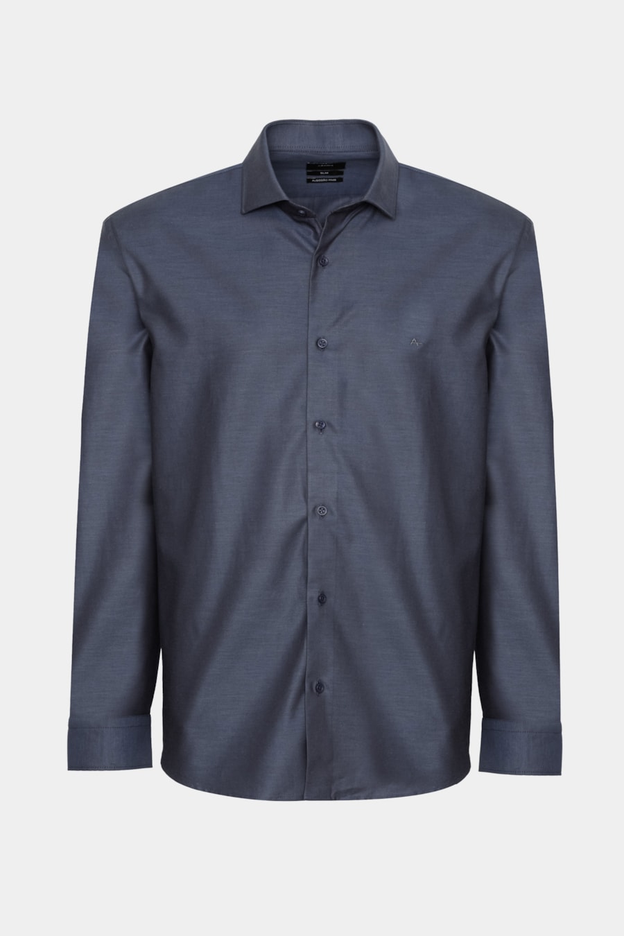 Camisa Slim Manga Longa Algodão Pima Marinho — foto 5 de 6
