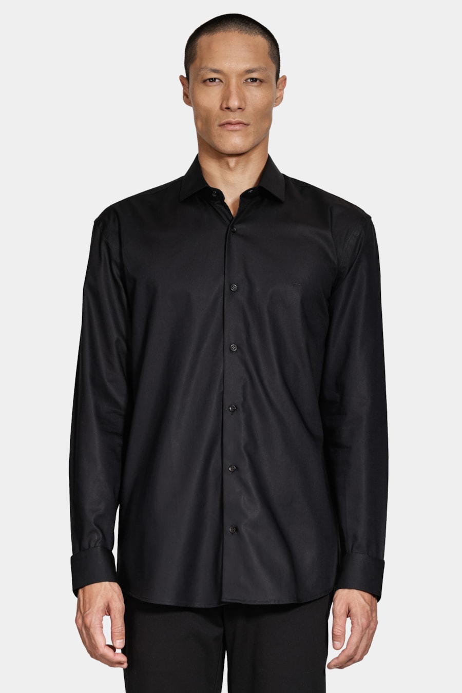Camisa Slim Manga Longa Algodão Pima Preto — foto 1 de 6