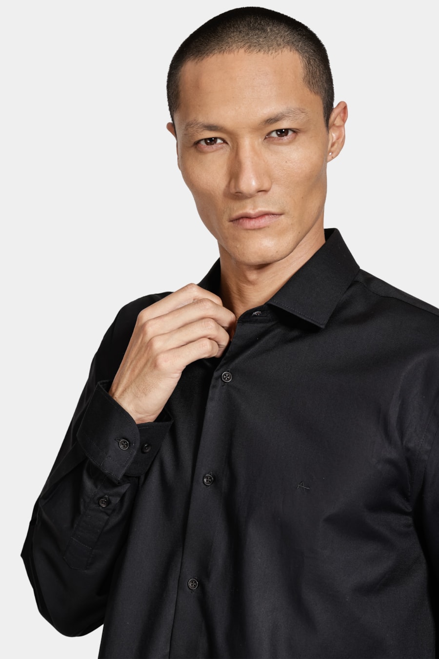 Camisa Slim Manga Longa Algodão Pima Preto — foto 3 de 6