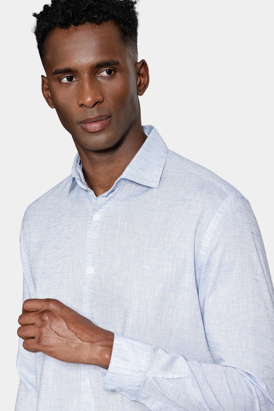 Camisa Slim Manga Longa Linen Azul — foto 3 de 6