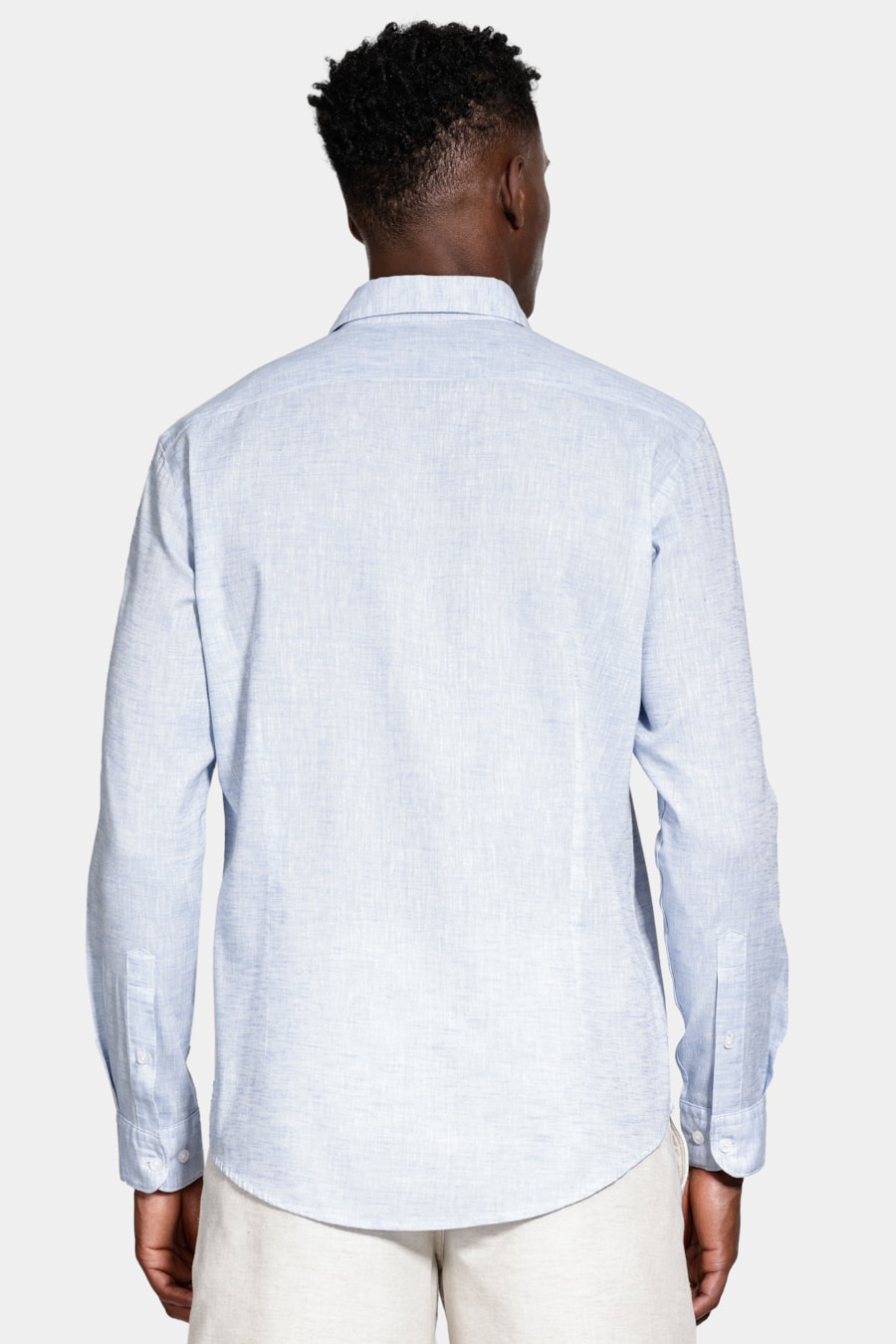Camisa Slim Manga Longa Linen Azul — foto 4 de 6