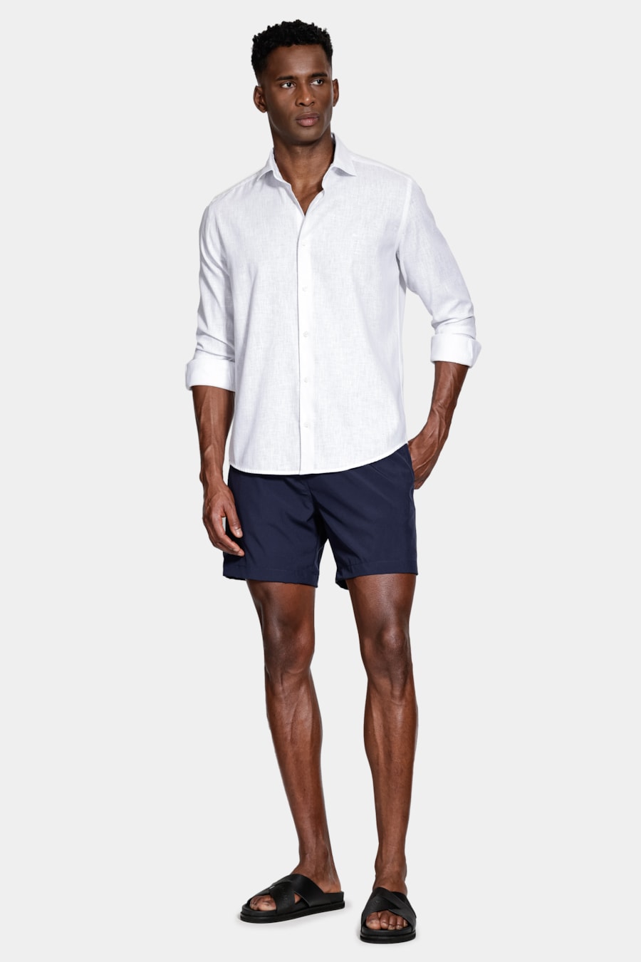 Camisa Slim Manga Longa Linen Branco — foto 2 de 6
