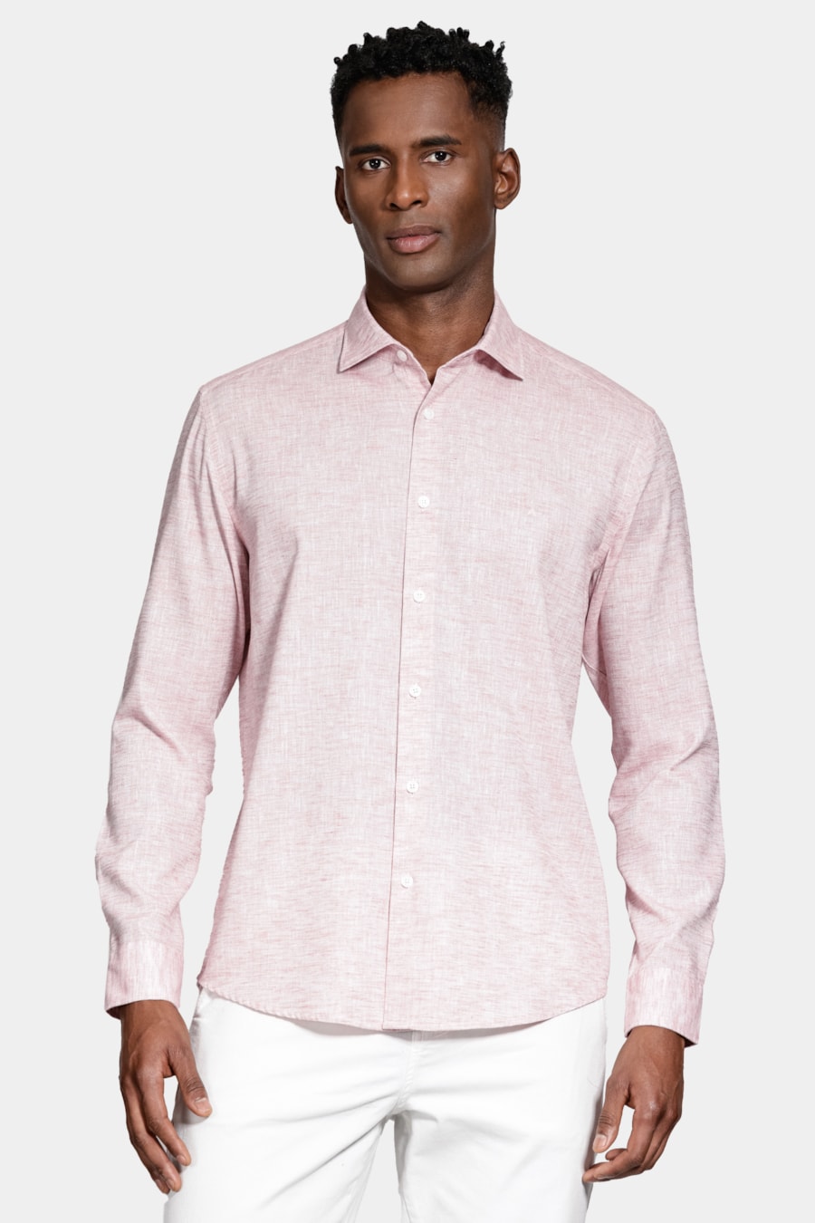 Camisa Slim Manga Longa Linen Laranja — foto 1 de 6