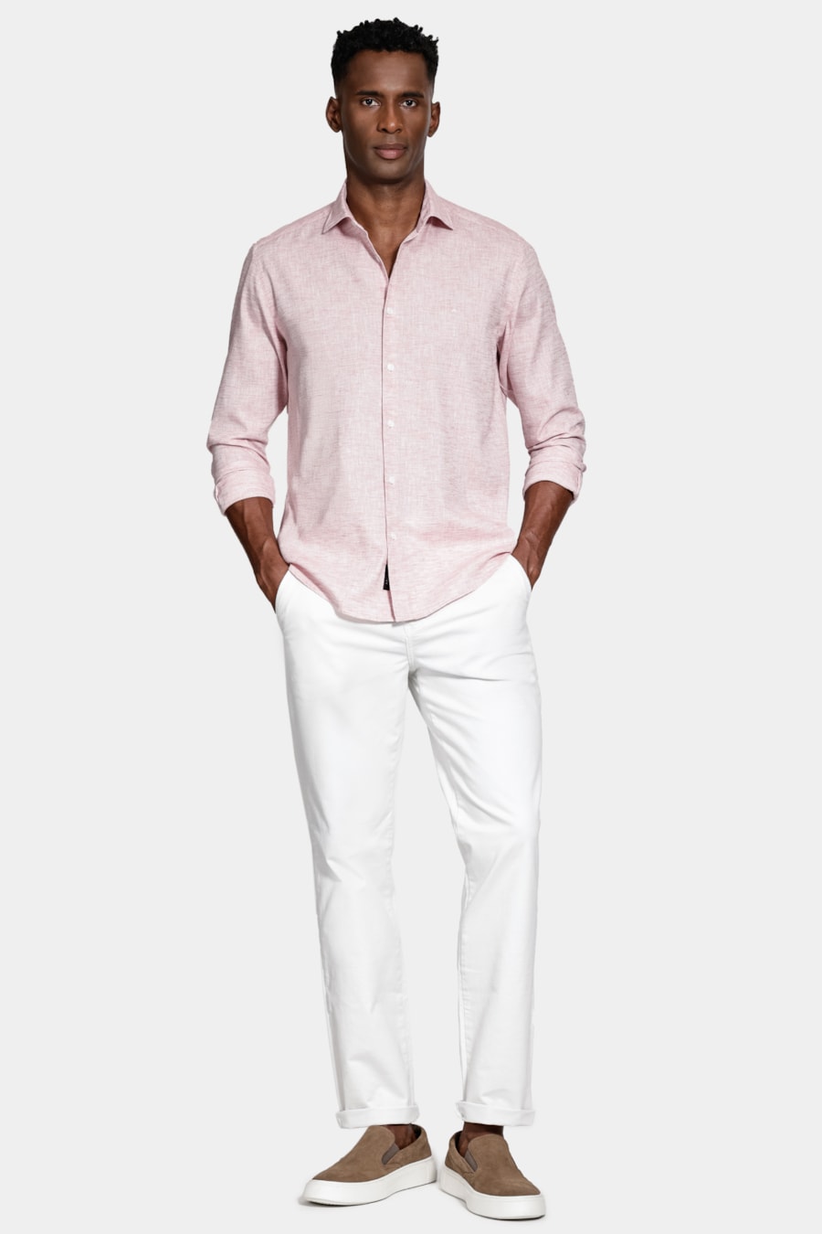 Camisa Slim Manga Longa Linen Laranja — foto 2 de 6