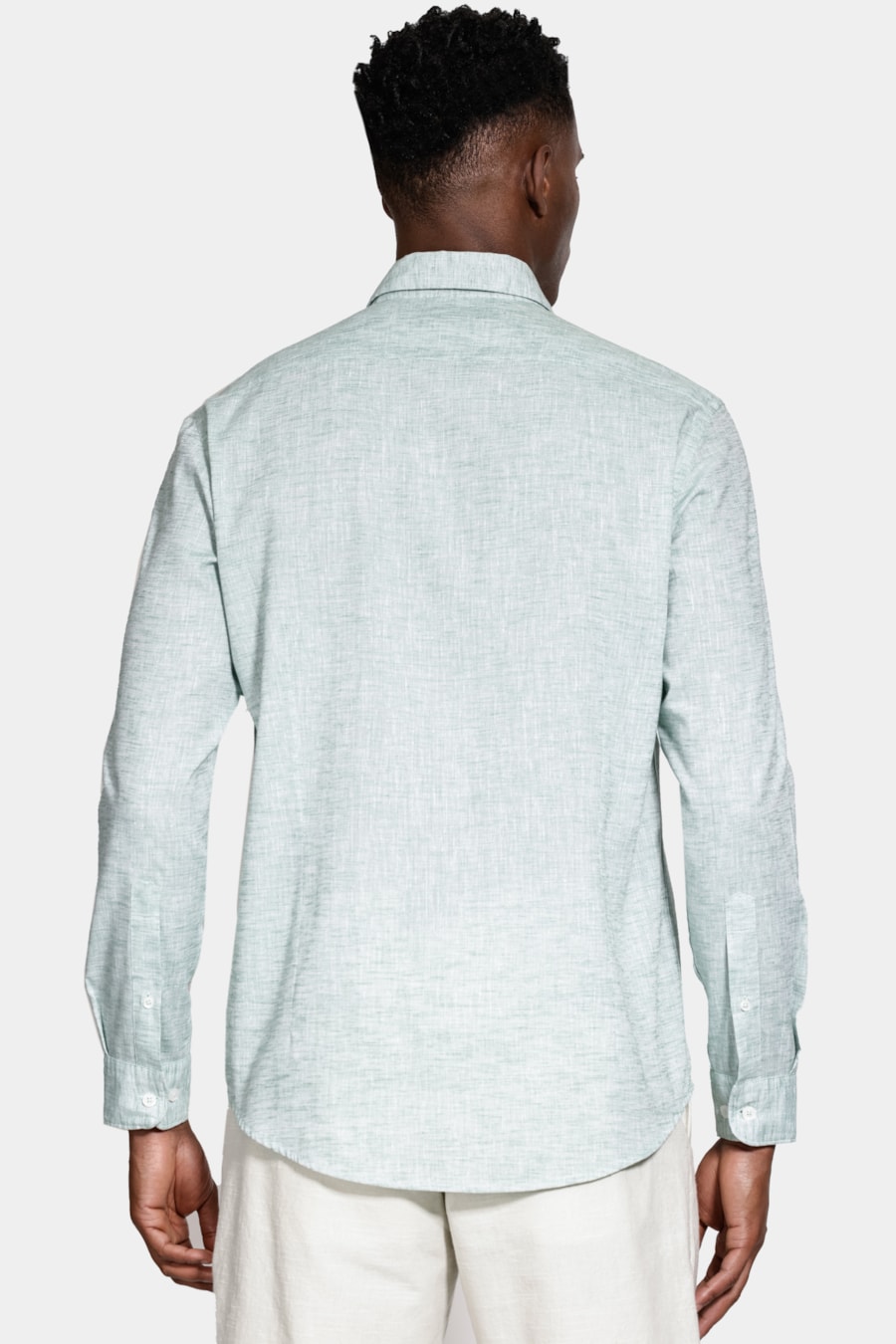 Camisa Slim Manga Longa Linen Verde — foto 4 de 6