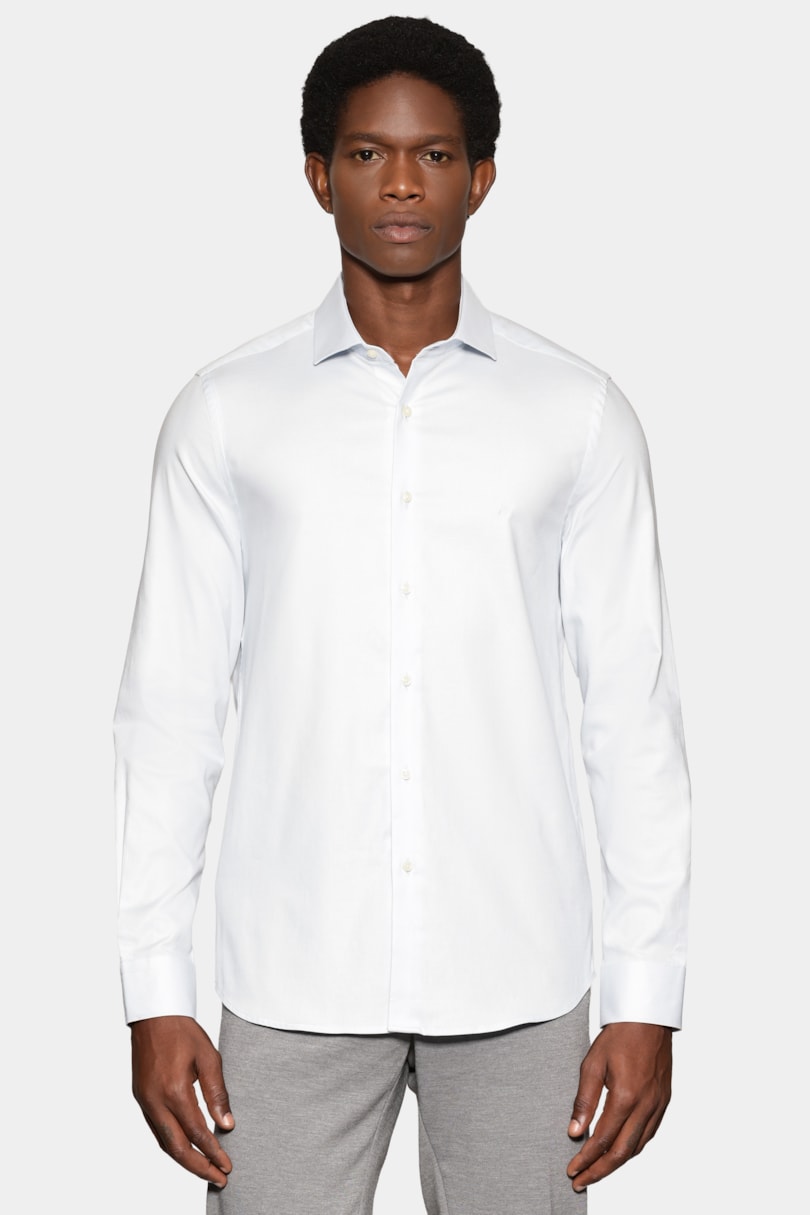 Camisa Slim Maquineta Stretch Azul Classico