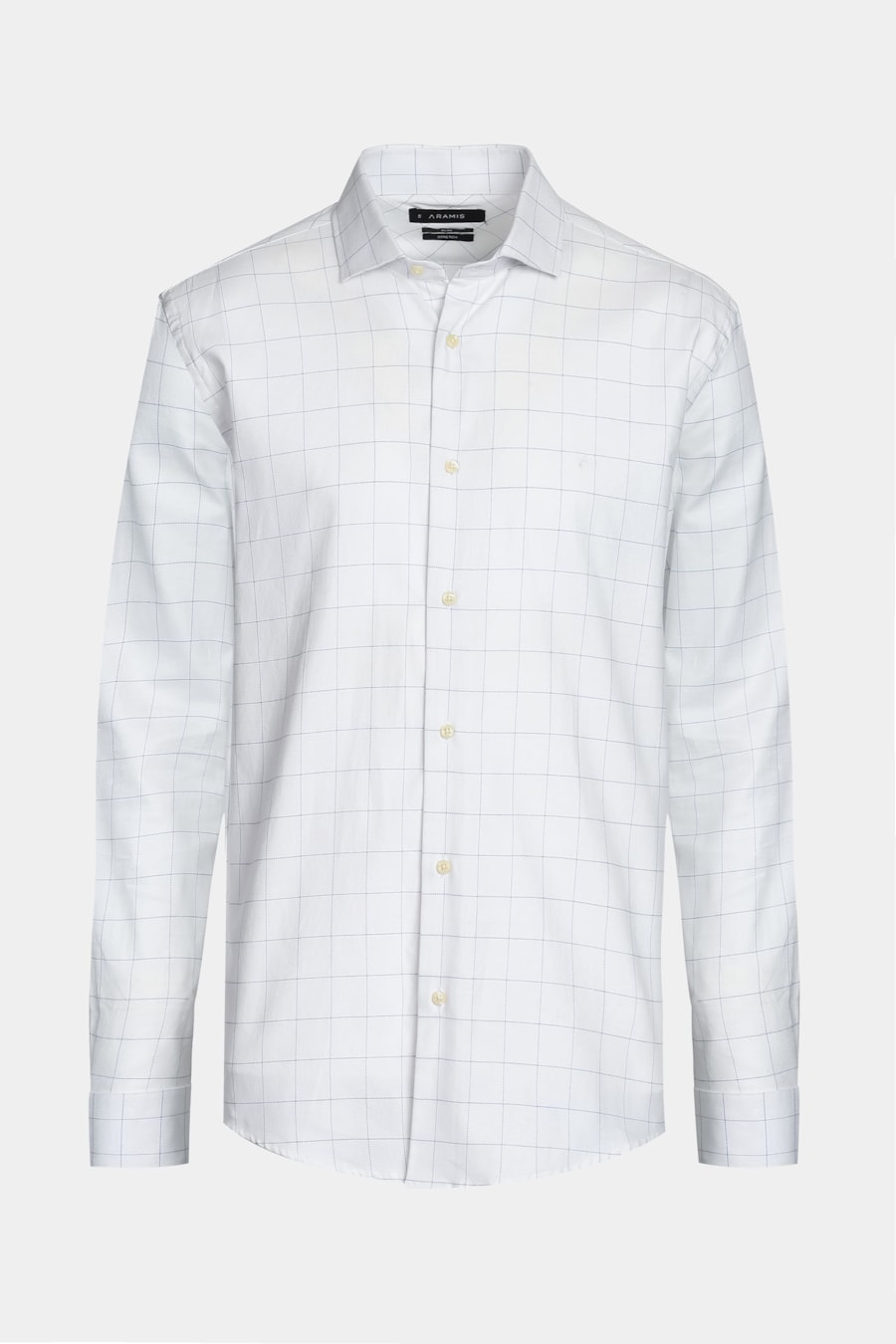 Camisa Slim Maquinetada Strech Branco Com Azul — foto 6 de 6