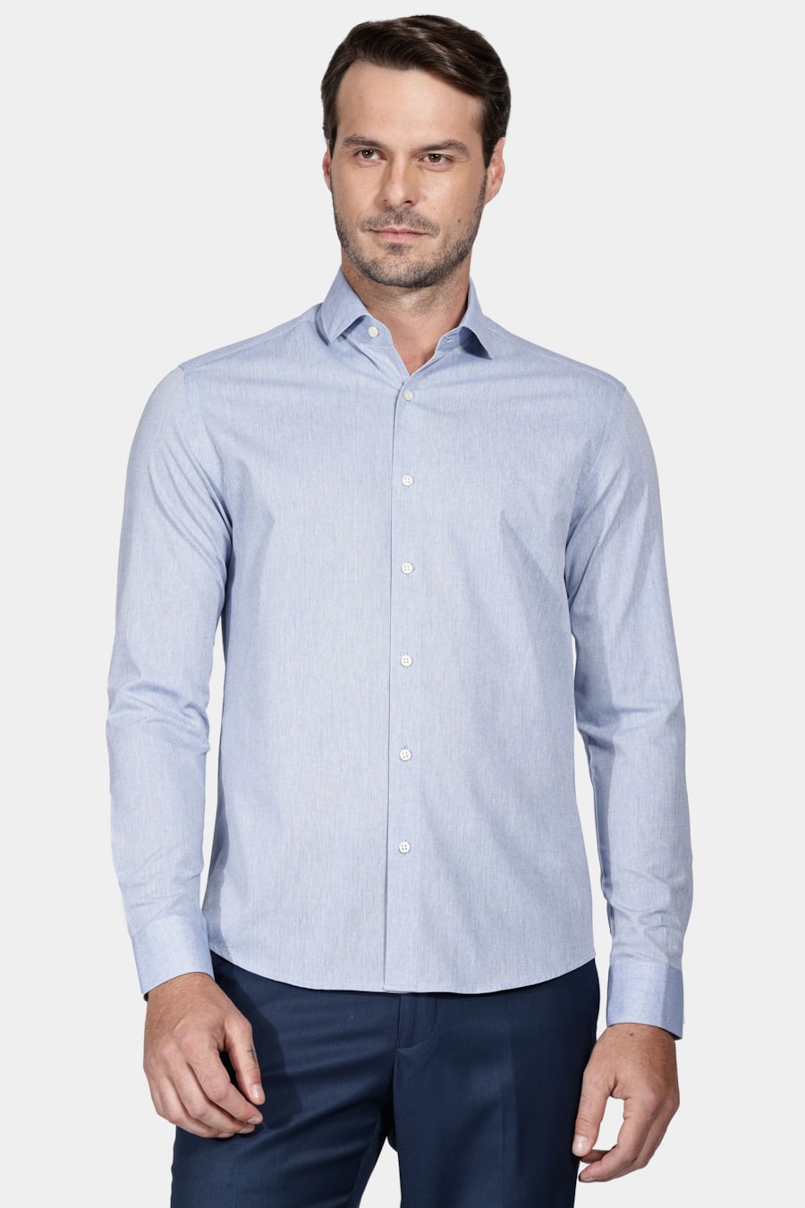 Camisa Slim Mescla Azul Neblina — foto 1 de 6
