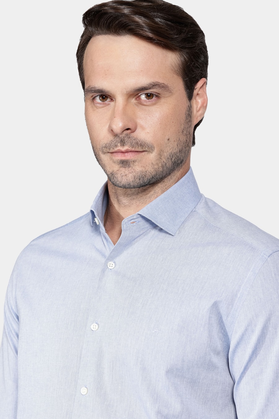 Camisa Slim Mescla Azul Neblina — foto 3 de 6