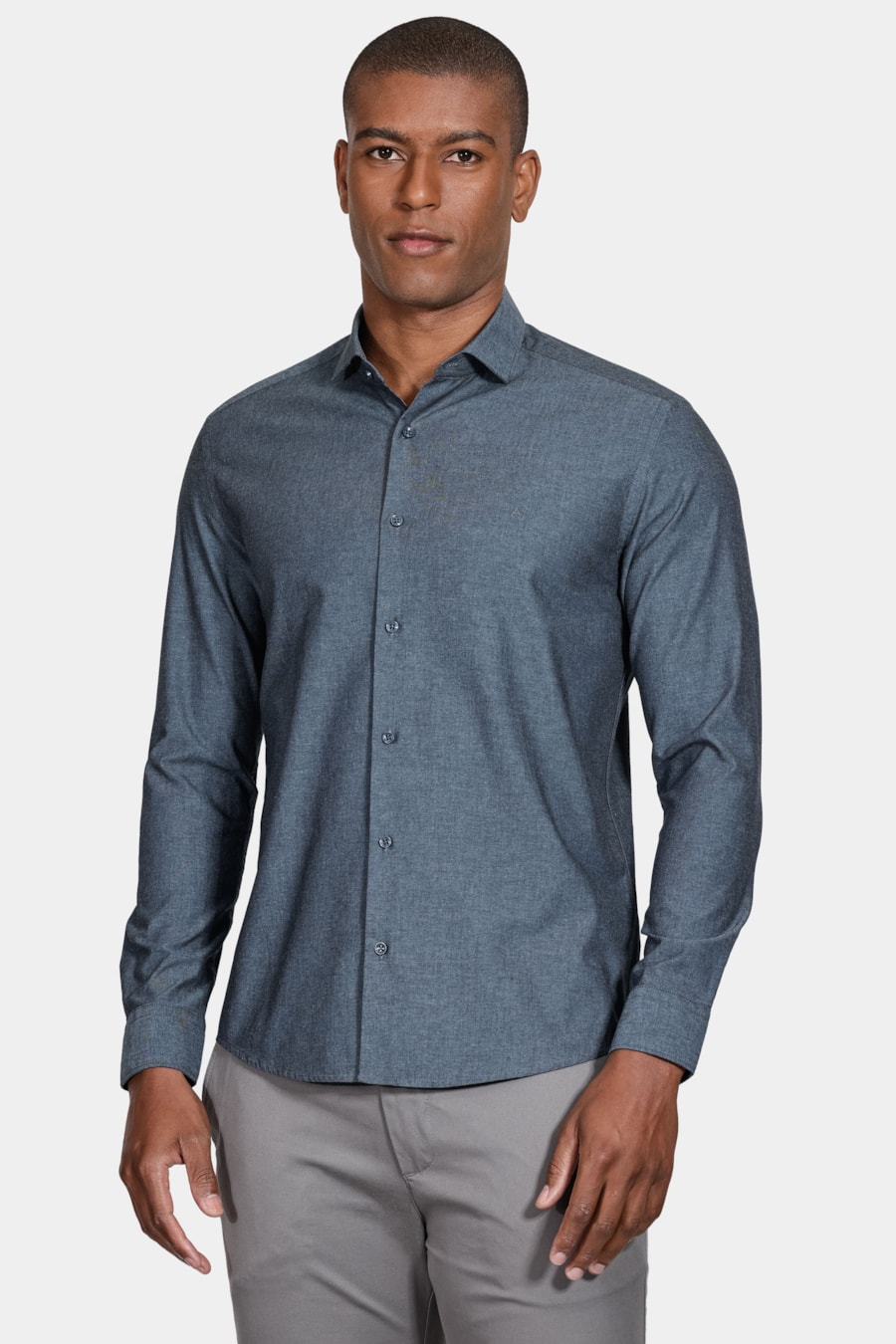 Camisa Slim Mescla Marinho Médio — foto 1 de 5