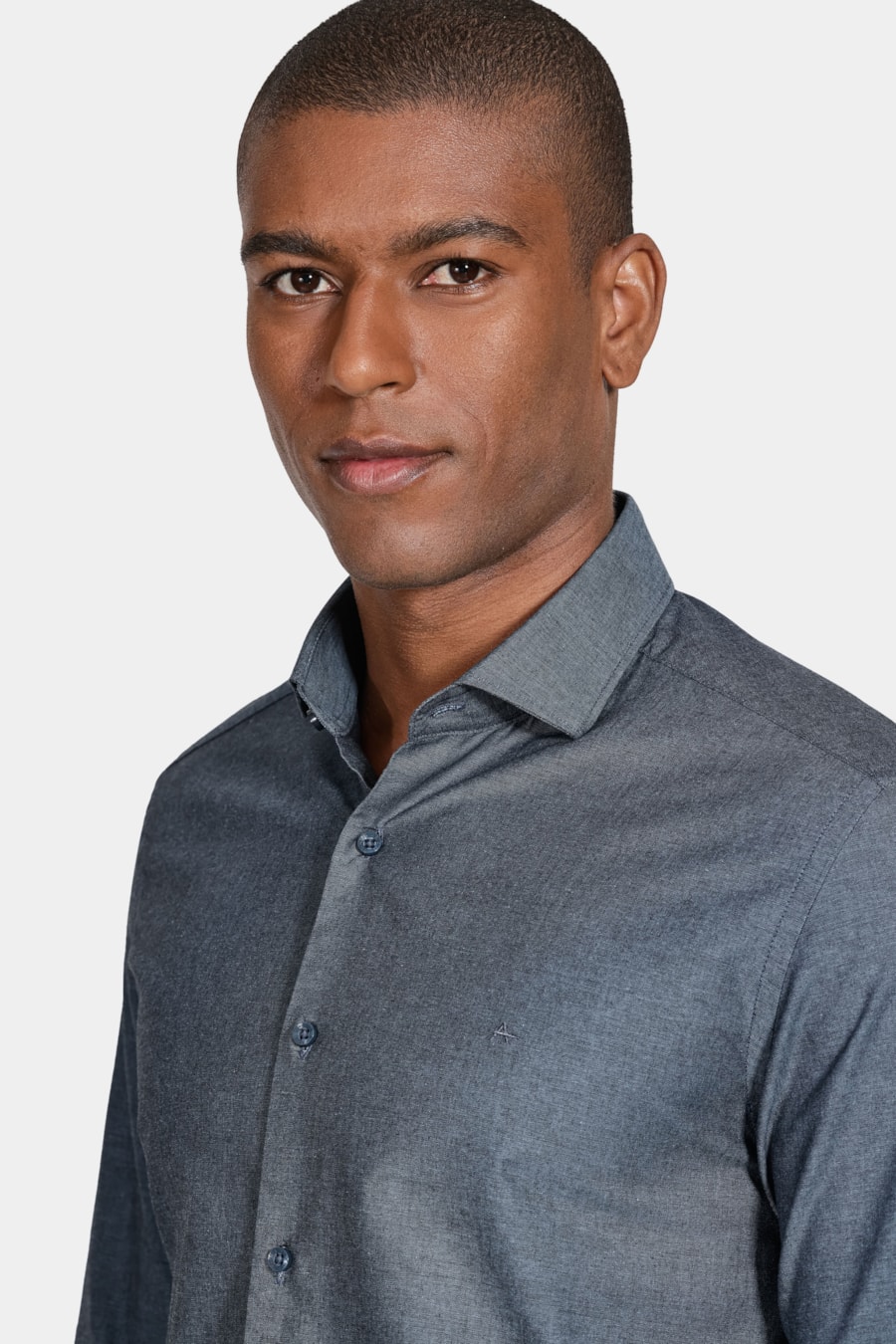 Camisa Slim Mescla Marinho Médio — foto 3 de 5