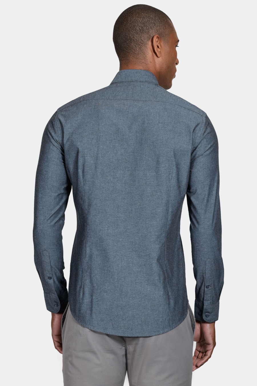 Camisa Slim Mescla Marinho Médio — foto 4 de 5