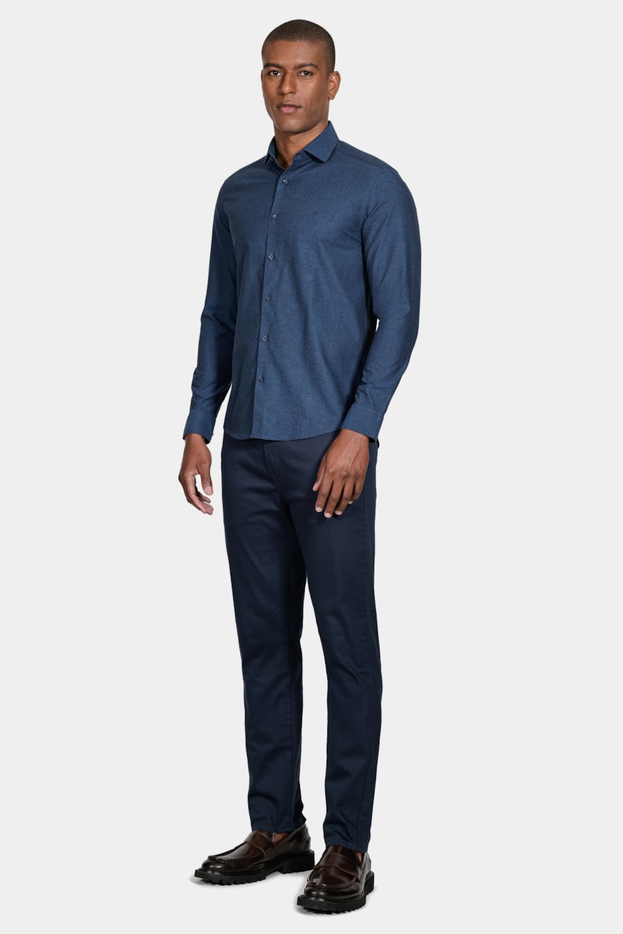 Camisa Slim Mescla Marinho Mescla — foto 2 de 5