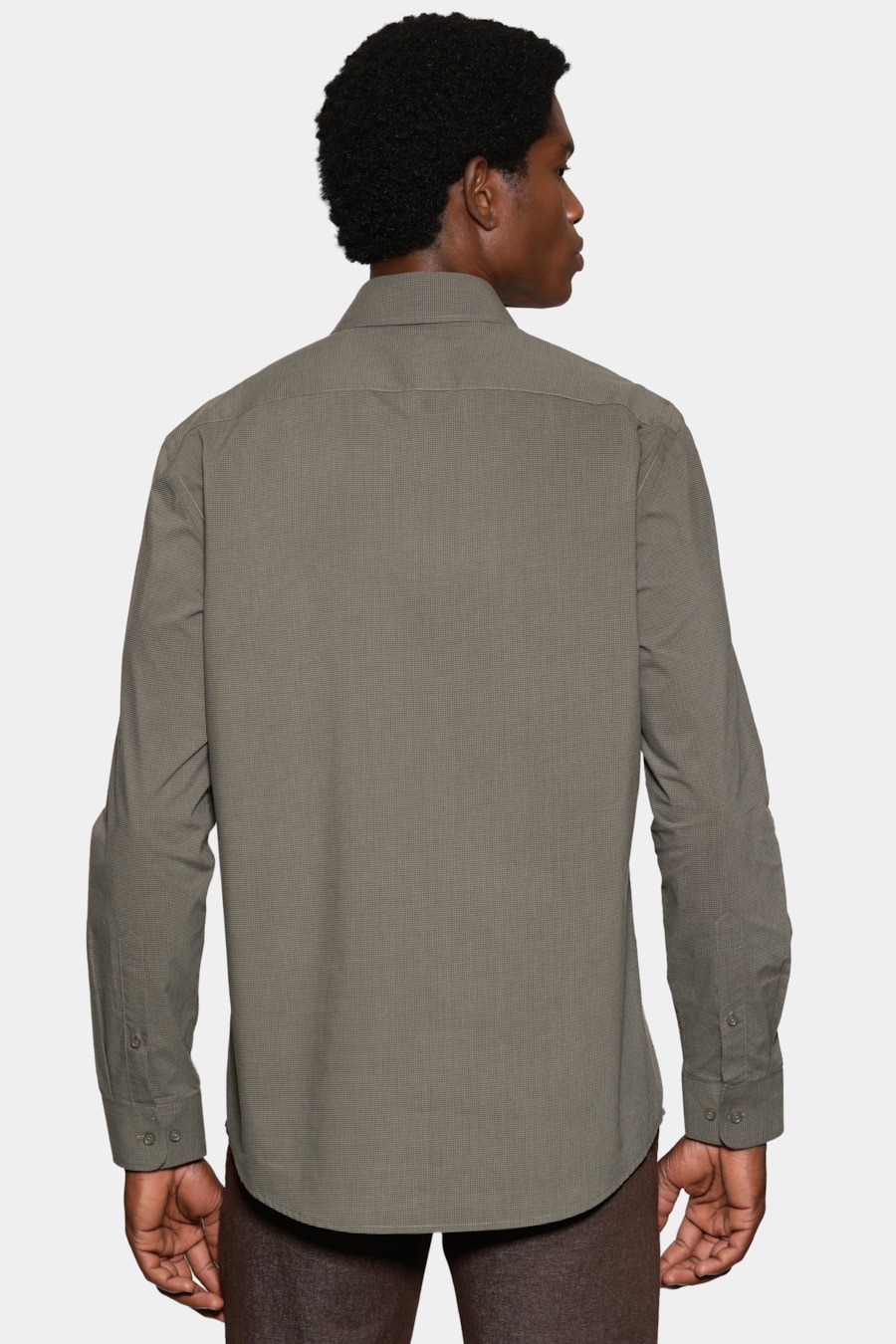 Camisa Slim Micro Xadrez Fio 60 Carbon Touch Verde C/ Verde Militar — foto 4 de 6