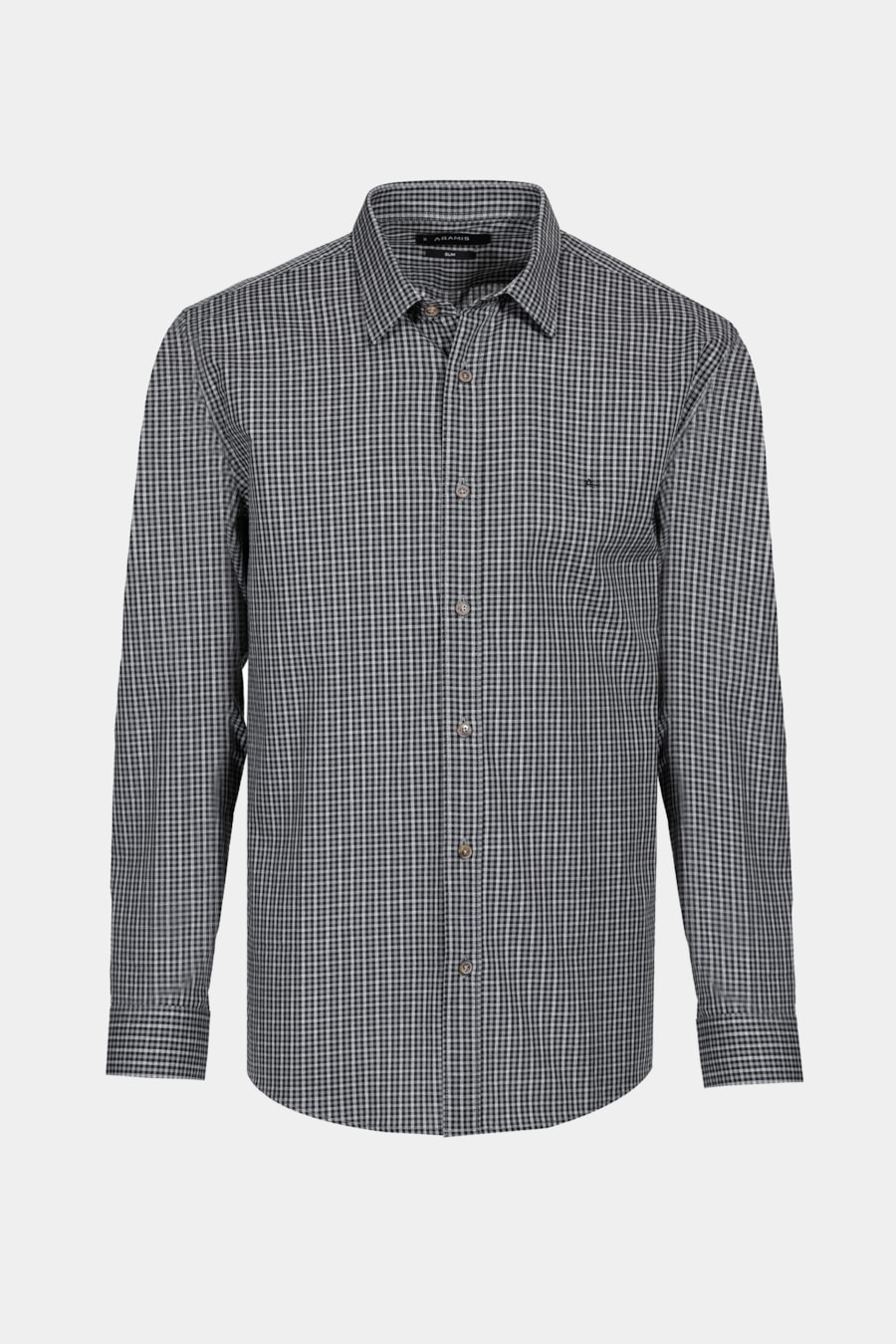 Camisa Slim Mini Xadrez Melange Cinza Com Chumbo — foto 6 de 6
