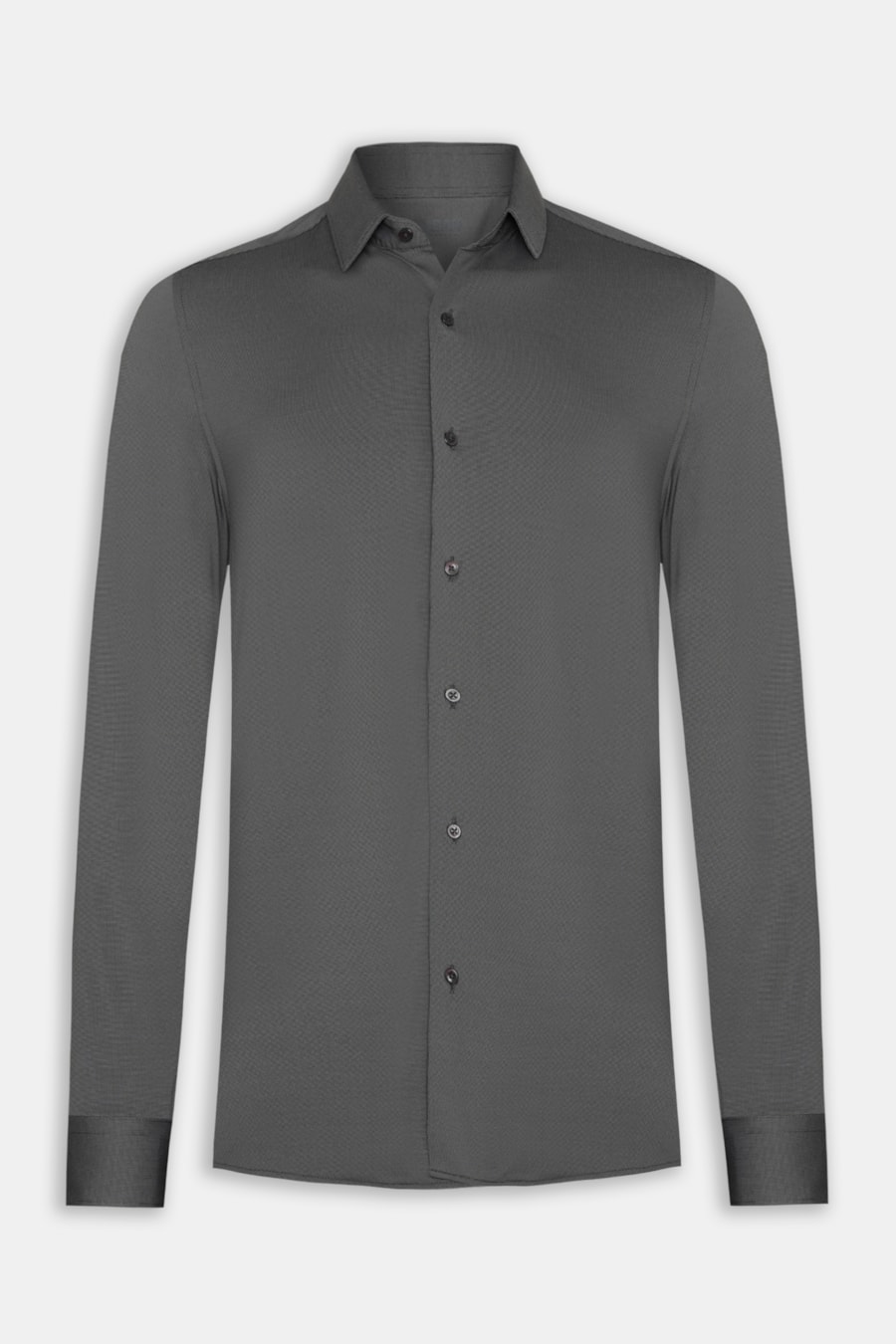 Camisa Slim Poliamida Manga Longa Chumbo — foto 5 de 5