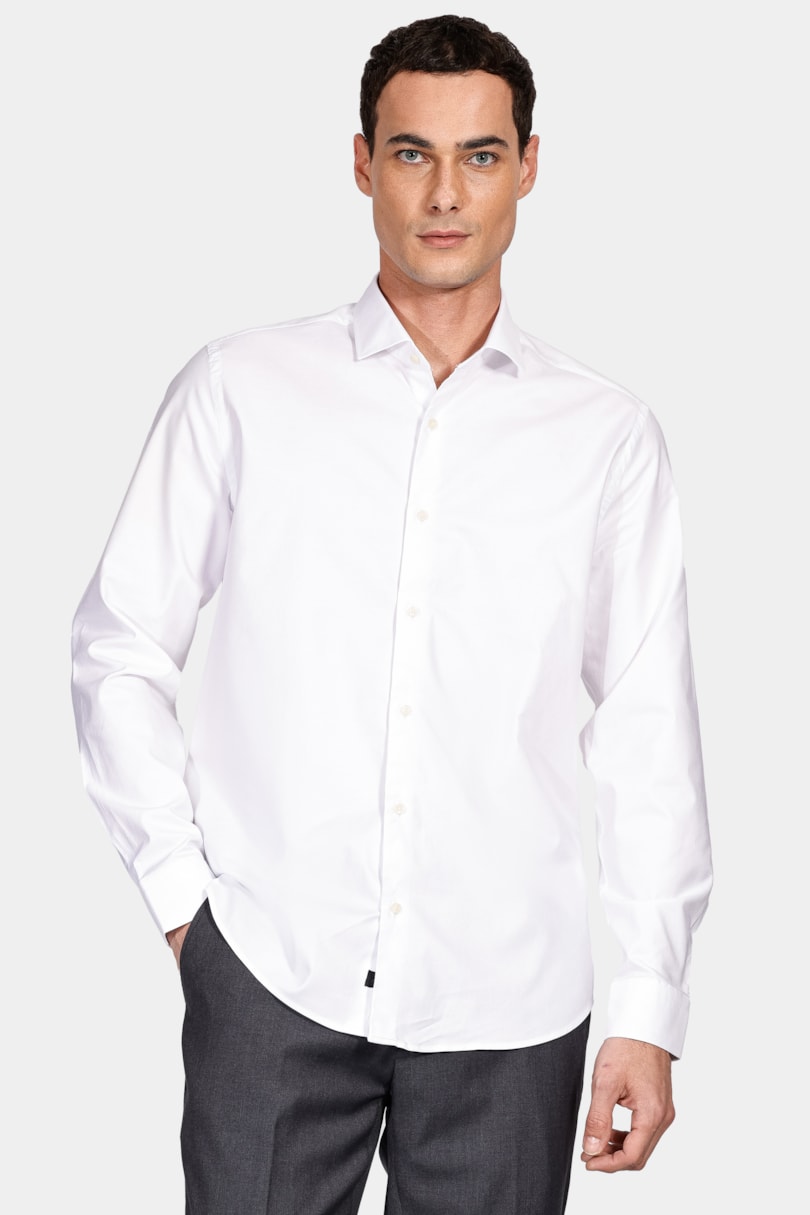Camisa Slim Sarja Pima Stretch Bellagio Branco