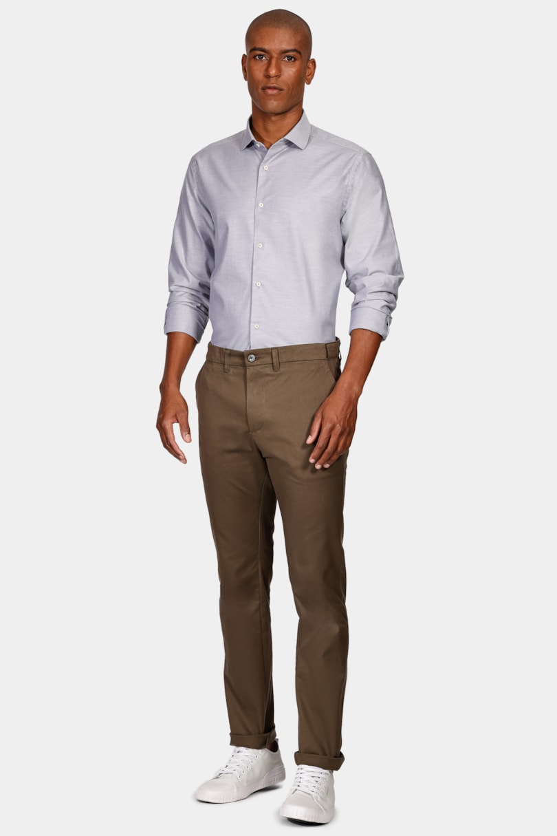 Camisa Slim Sarja Pima Stretch Bellagio Cinza