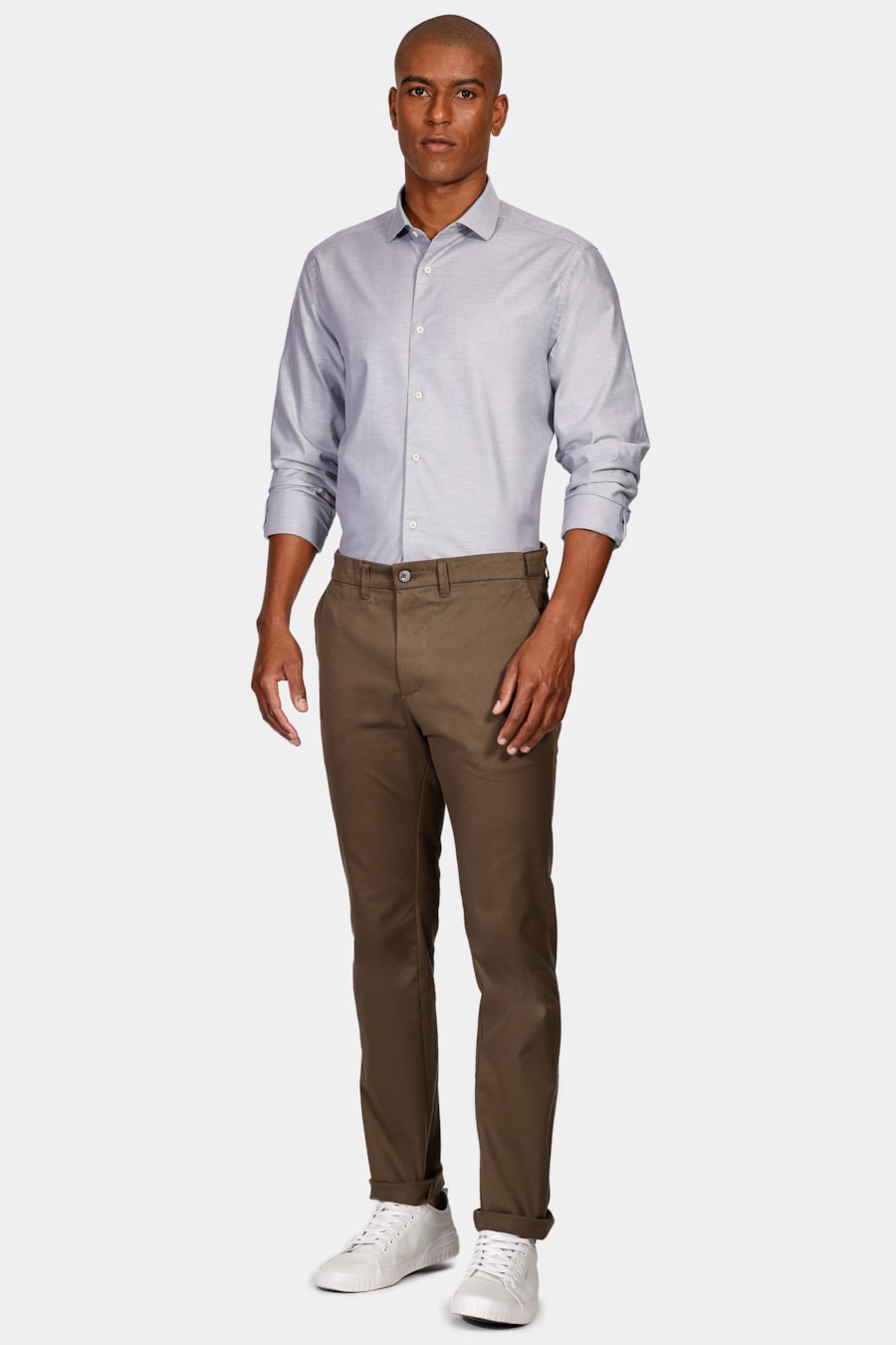 Camisa Slim Sarja Pima Stretch Bellagio Cinza — foto 2 de 6