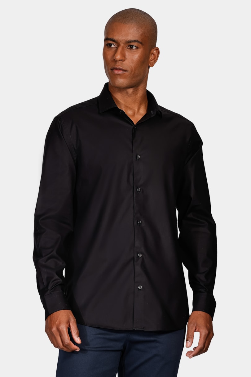 Camisa Slim Sarja Pima Stretch Bellagio Preto