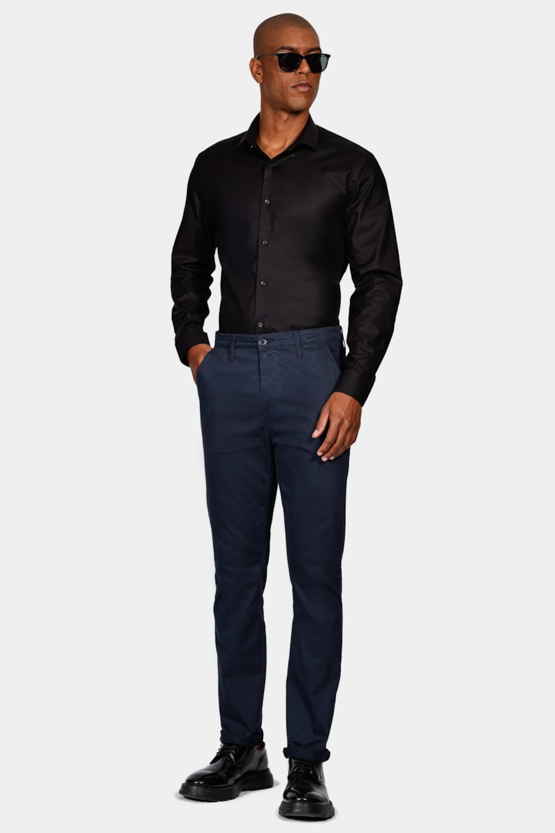 Camisa Slim Sarja Pima Stretch Bellagio Preto