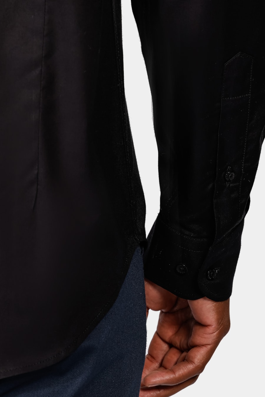 Camisa Slim Sarja Pima Stretch Bellagio Preto — foto 4 de 6