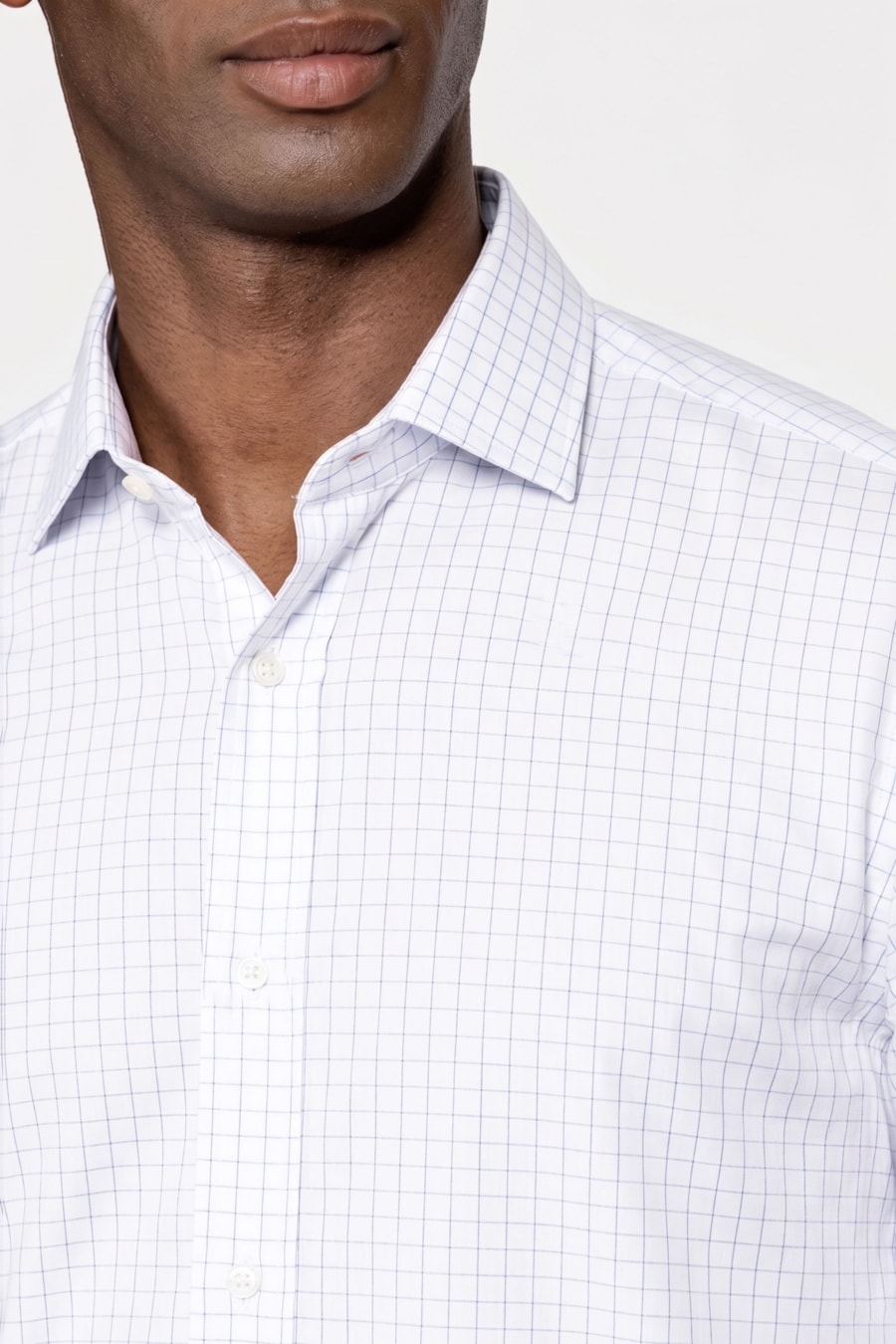 Camisa Slim Siena Classic Dobby Branco C/Azul Claro — foto 3 de 6