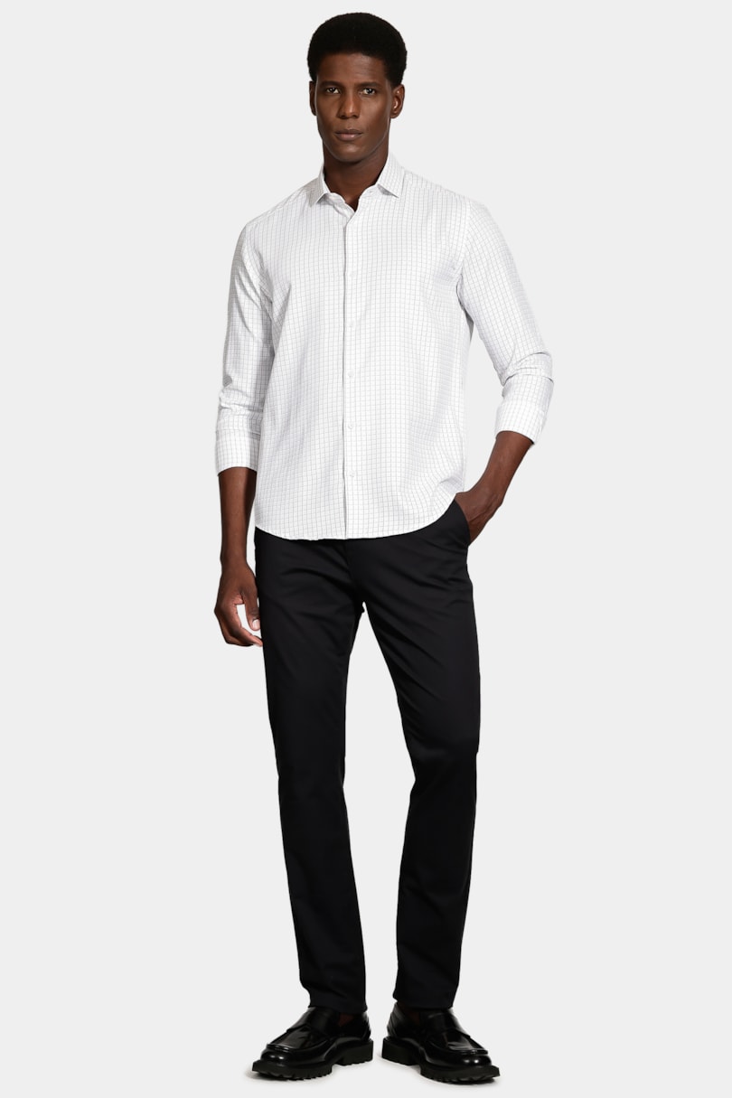 Camisa Slim Siena Classic Dobby Branco C/ Preto