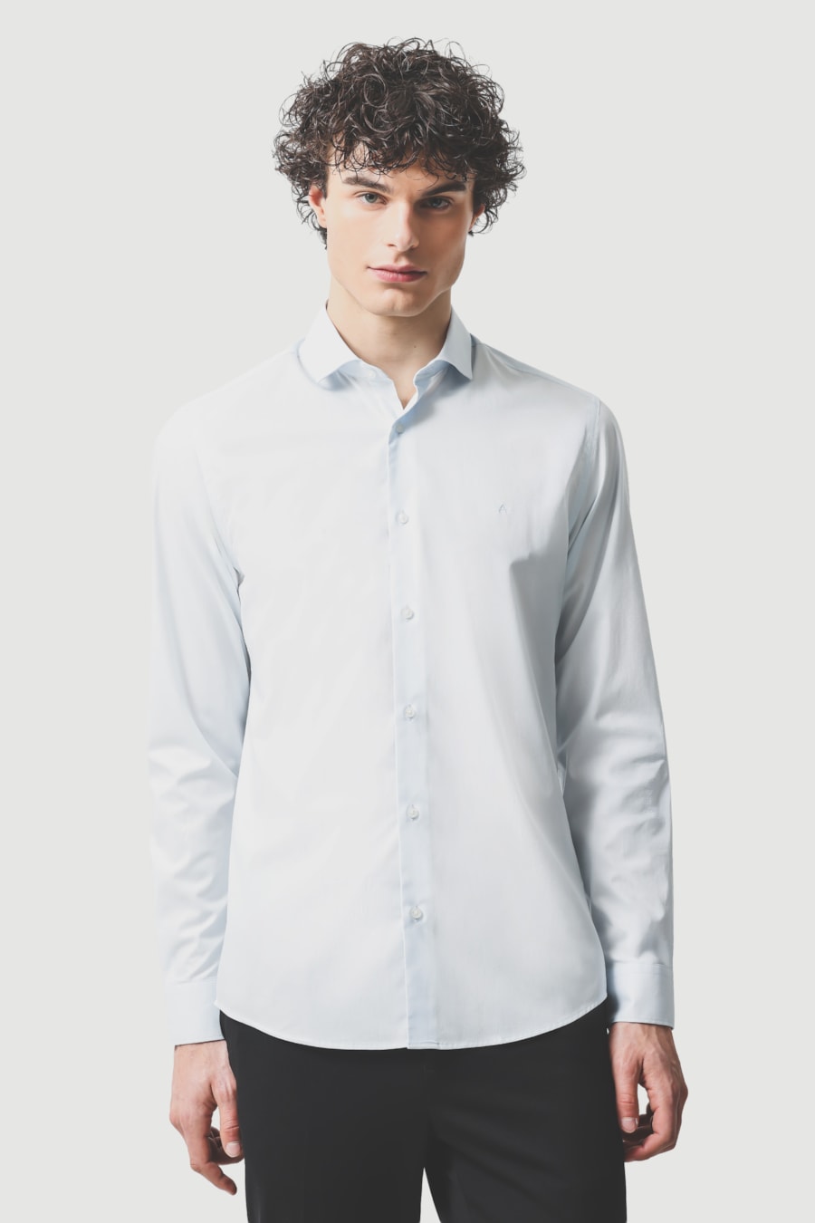 Camisa Slim Social Com Elastano Azul Claro — foto 1 de 6