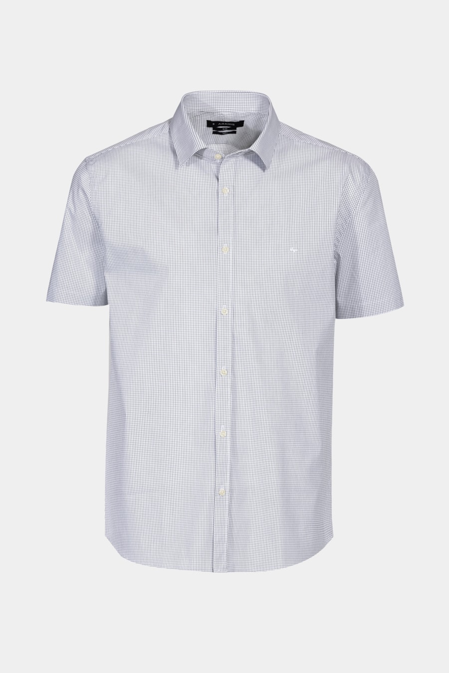 Camisa Slim Strech Micro Xadrez Branco Com Preto — foto 6 de 6