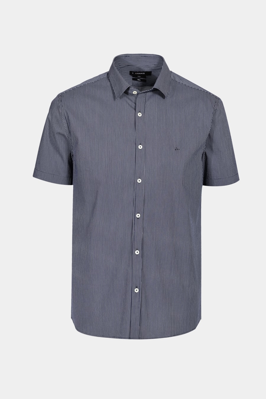Camisa Slim Strech Micro Xadrez Marinho/Branco — foto 6 de 6
