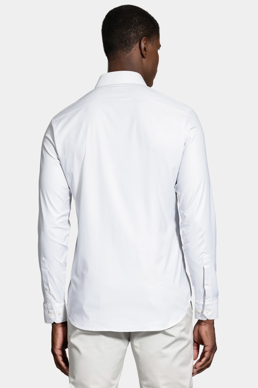 Camisa Slim Tech Flex Falso Liso Branco C/Cinza — foto 4 de 6