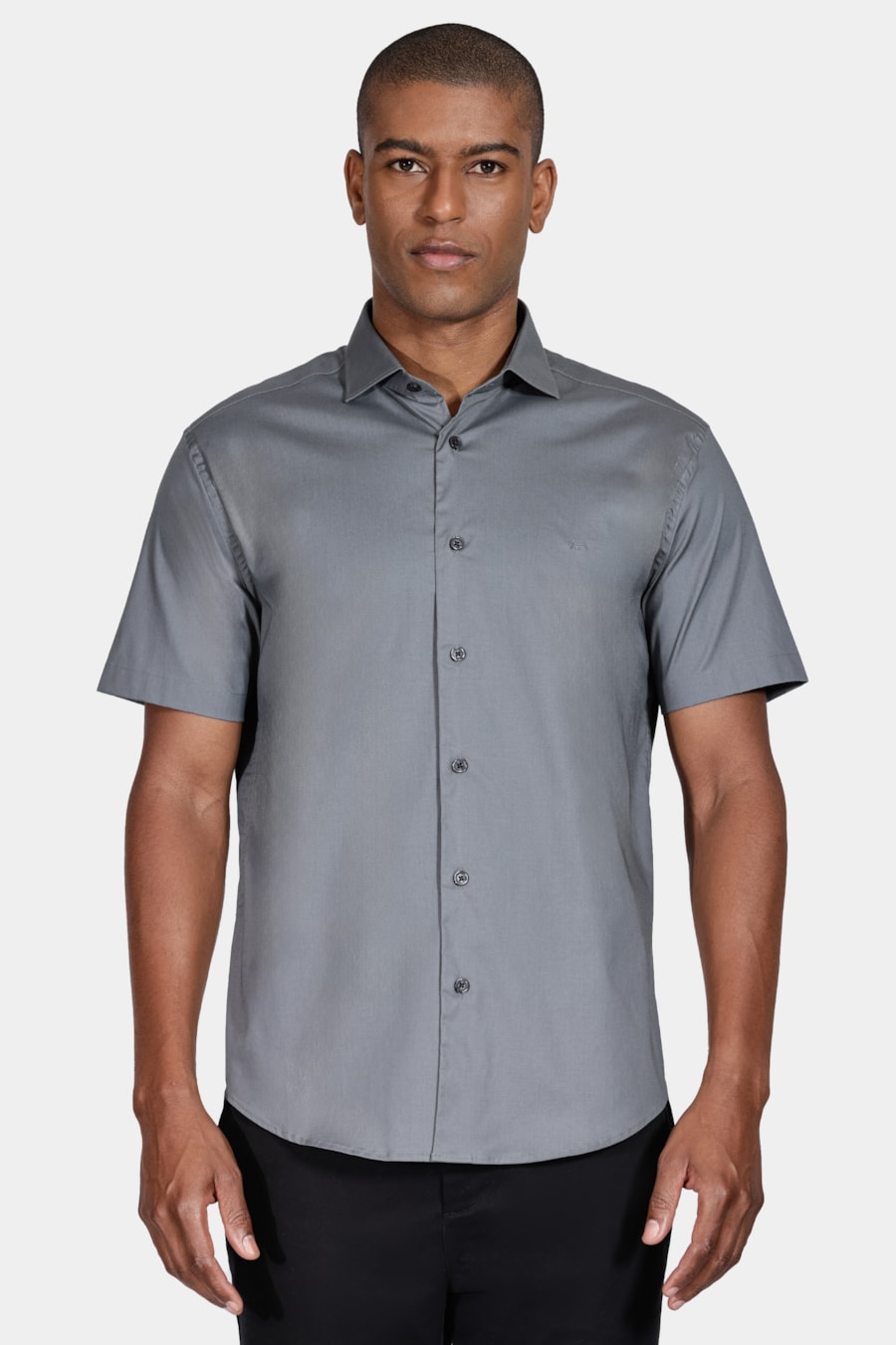 Camisa Slim Tricoline Com Stretch Chumbo — foto 1 de 6
