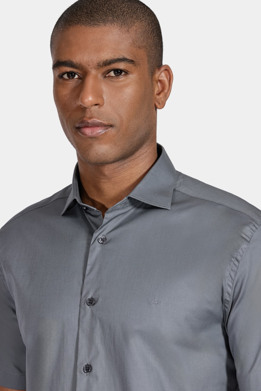 Camisa Slim Tricoline Com Stretch Chumbo — foto 3 de 6