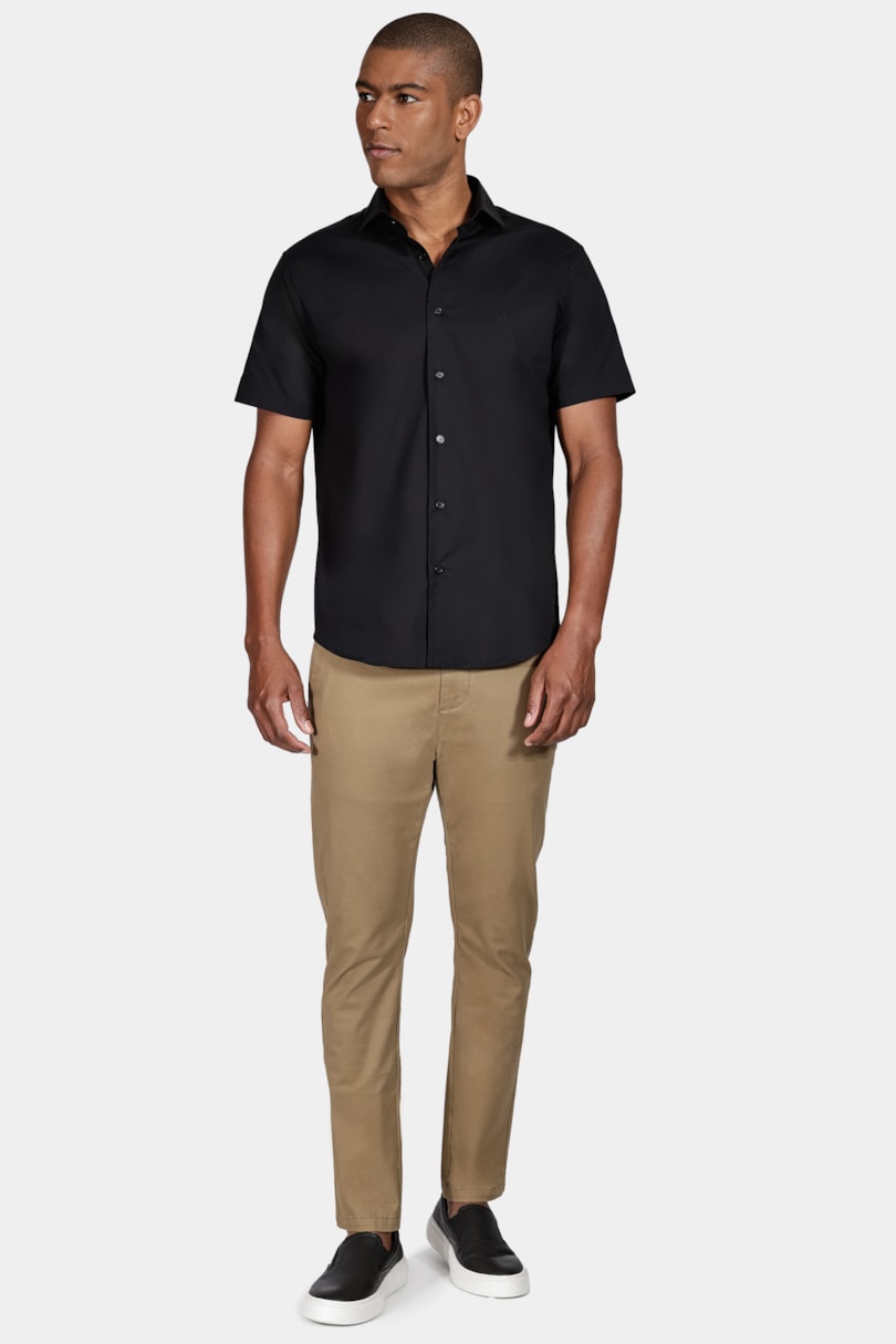 Camisa Slim Tricoline Com Stretch Preto