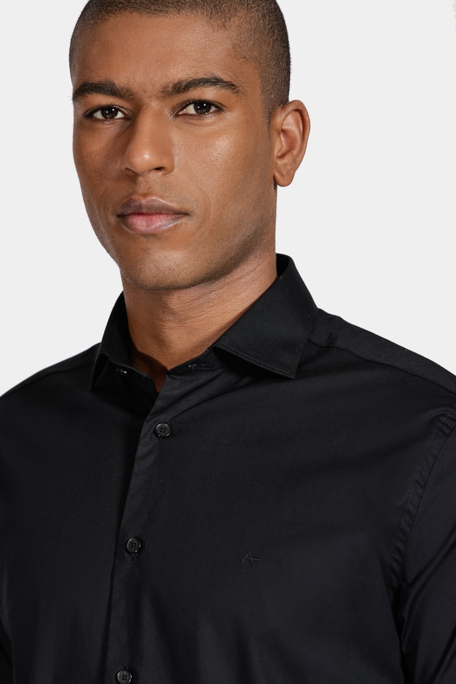 Camisa Slim Tricoline Com Stretch Preto — foto 3 de 6