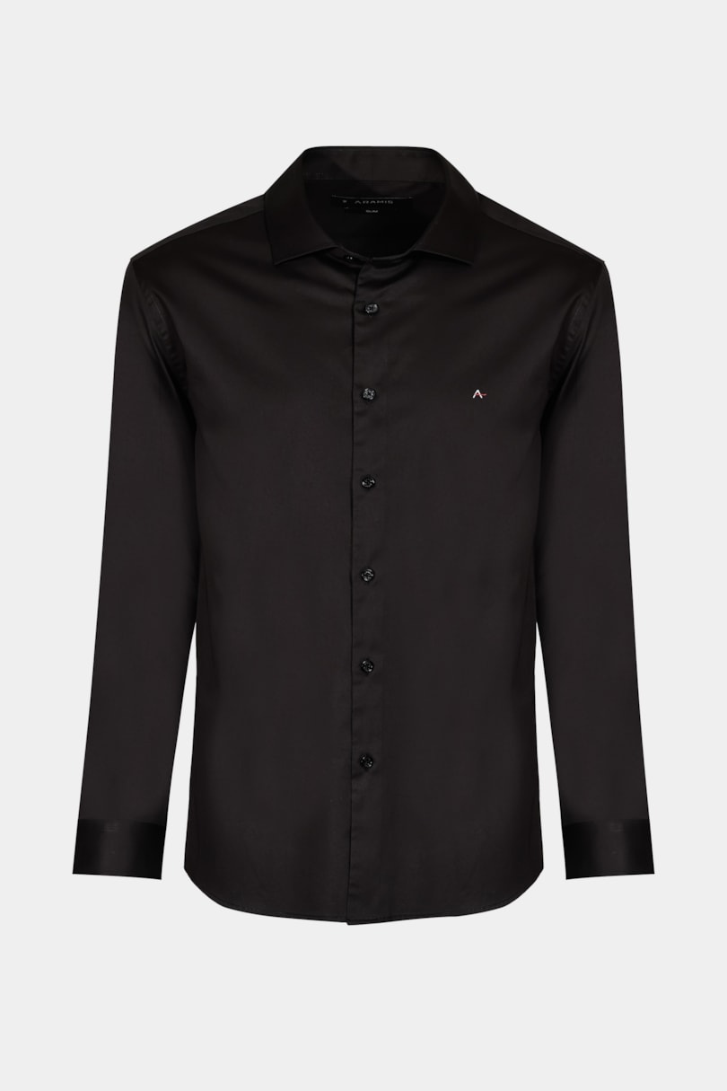 Camisa Slim Tricoline Lisa Preto