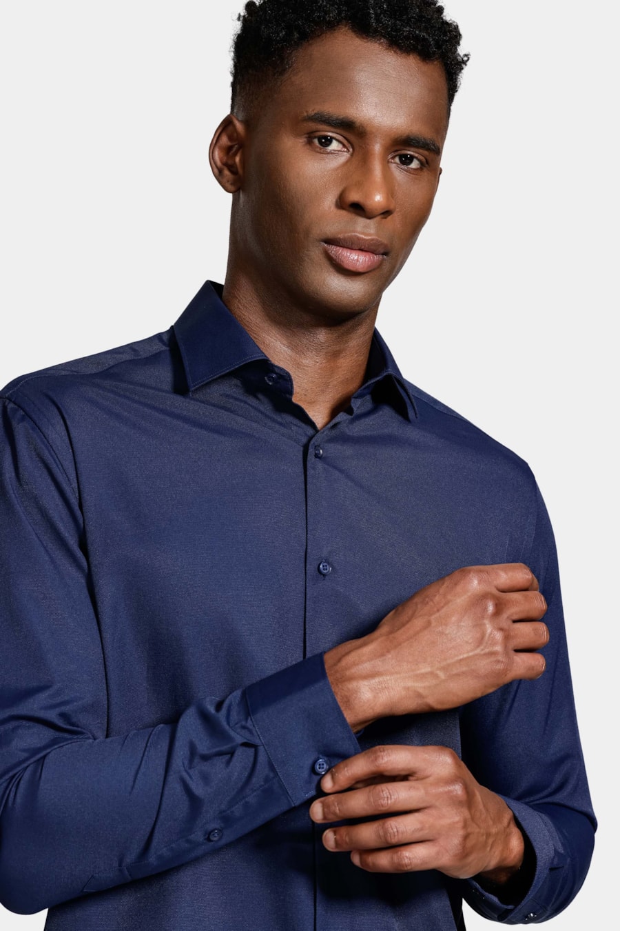 Camisa Slim Tricoline Manga Longa Marinho — foto 3 de 6
