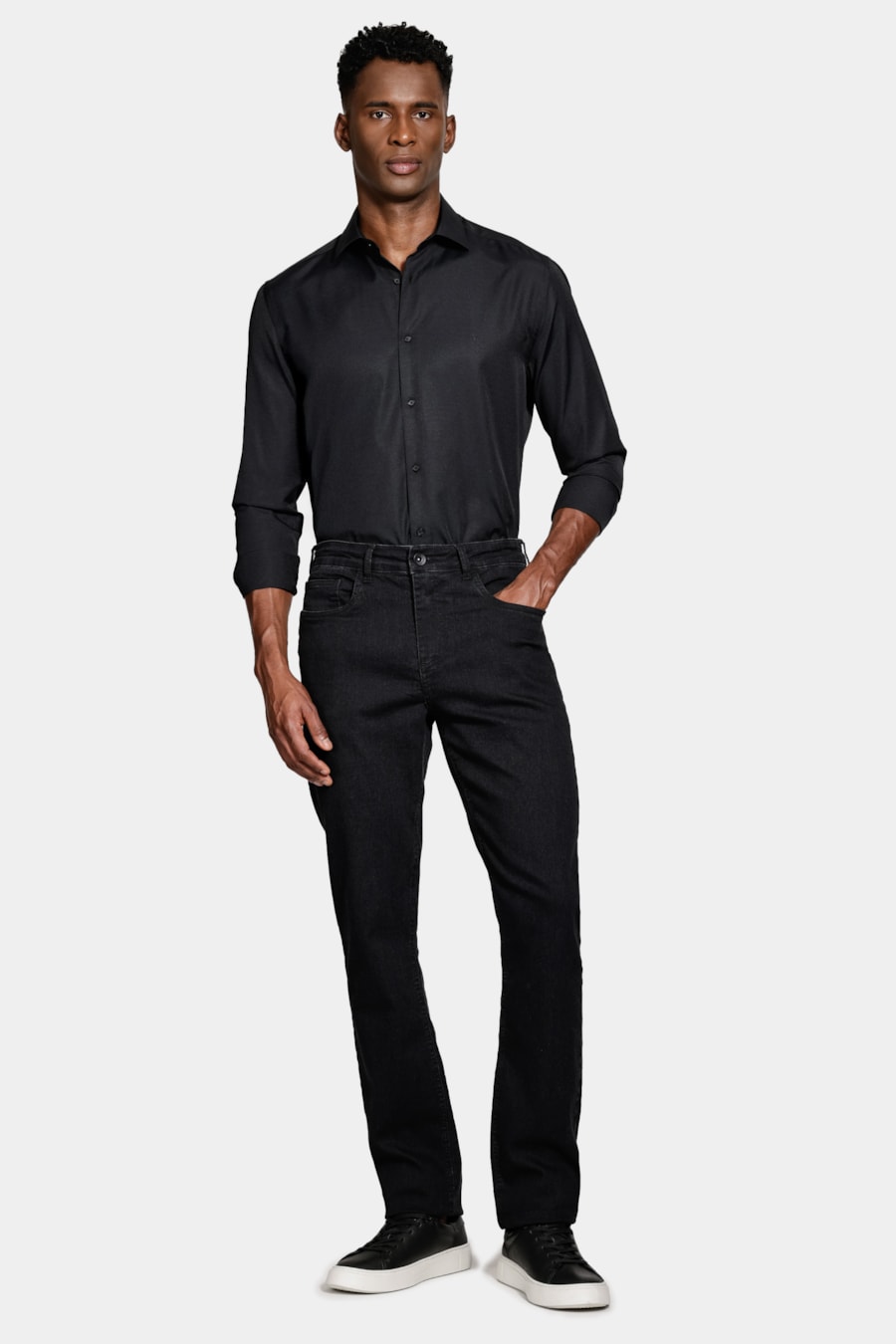 Camisa Slim Tricoline Manga Longa Preto — foto 2 de 6