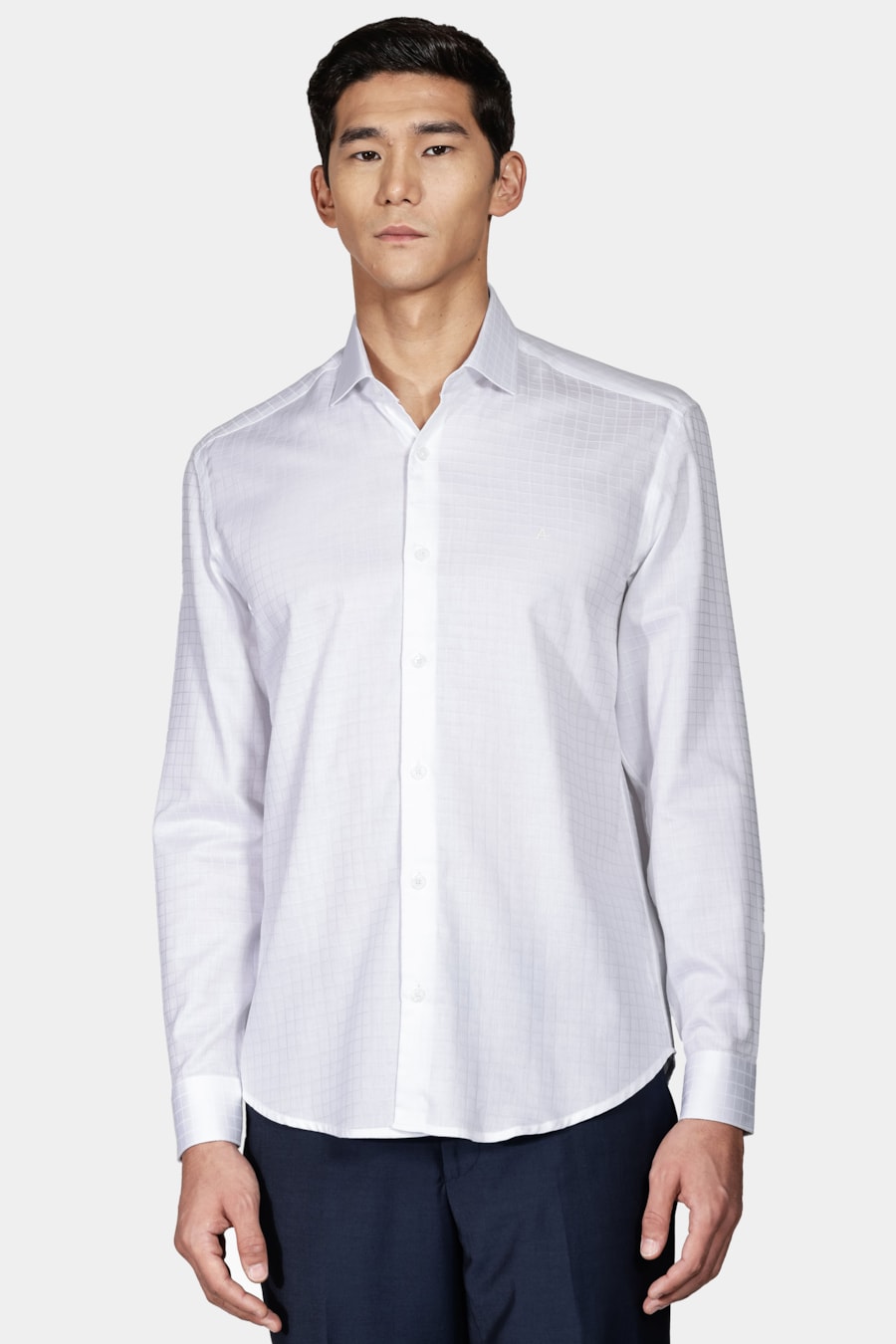 Camisa Slim Tricoline Maquinetada Branco — foto 1 de 5