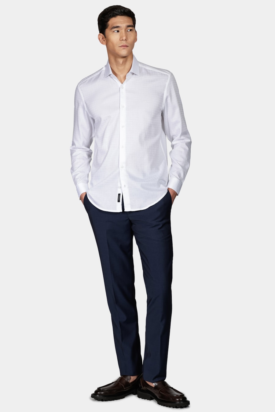 Camisa Slim Tricoline Maquinetada Branco — foto 2 de 5